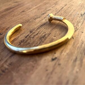 Gold-Toned Nail Design Bracelet-Large